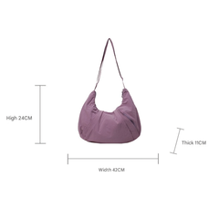 Pink Lightweight Crescent Crossbody Bag - Slouchy Nylon Hobo Purse for Casual Everyday Use