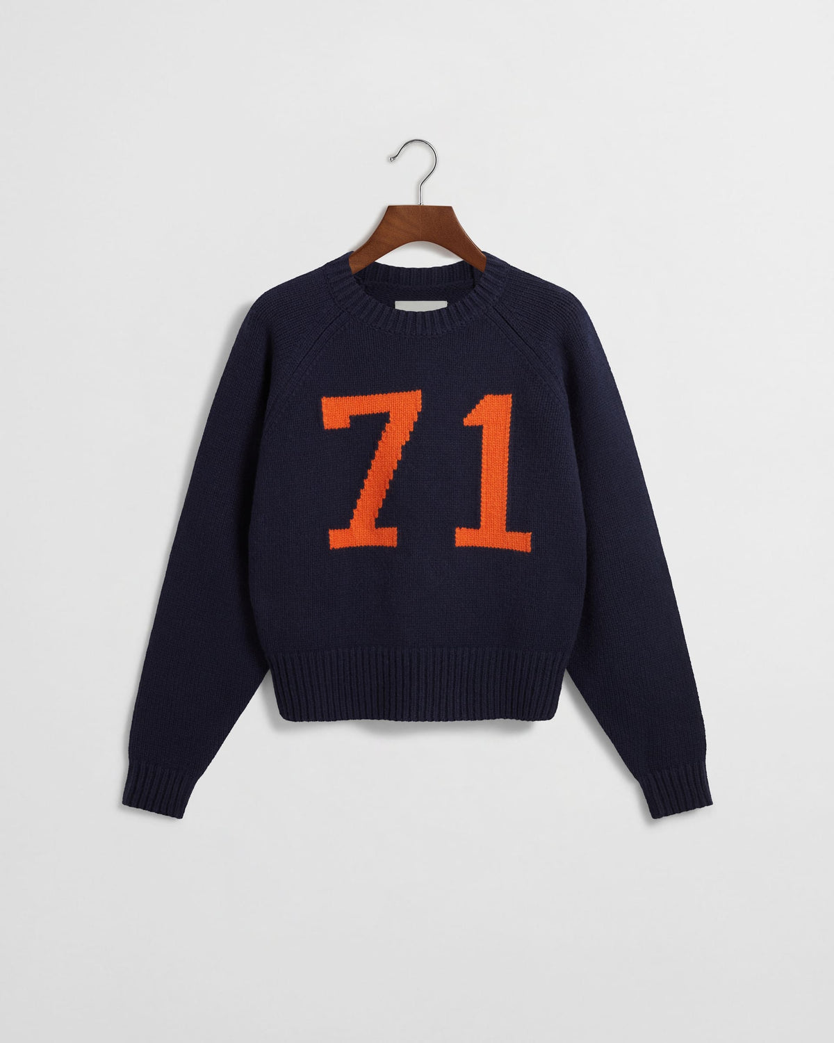 Varsity Intarsia Knit Sweater - Navy & Orange