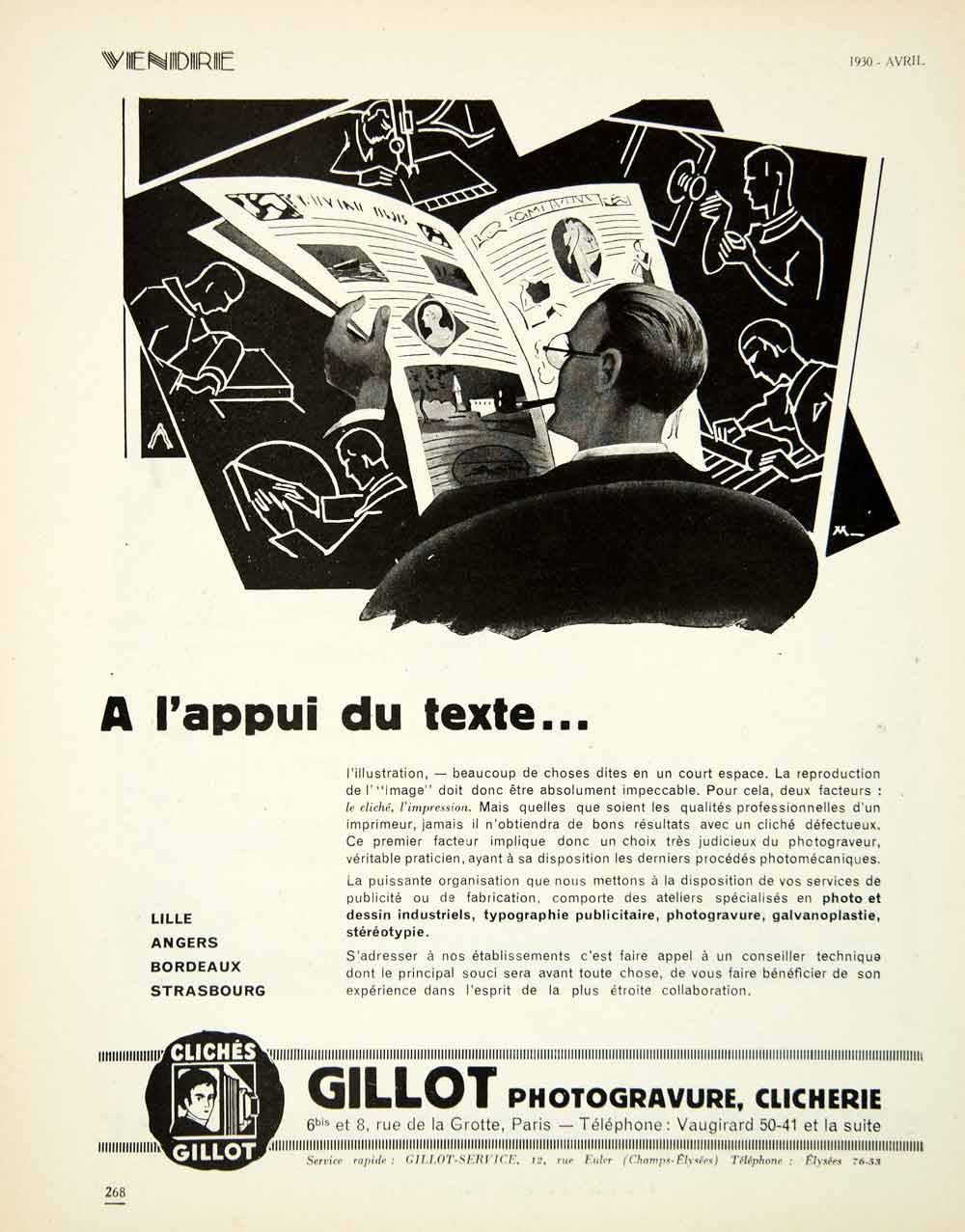 1930 Advert Gillot Printing Presses 8 Rue De La Grotte Paris Cliches VENA3