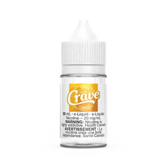 Crave Salt Cinna Swirl 30mL e-liquid bottle with white cap and yellow label.