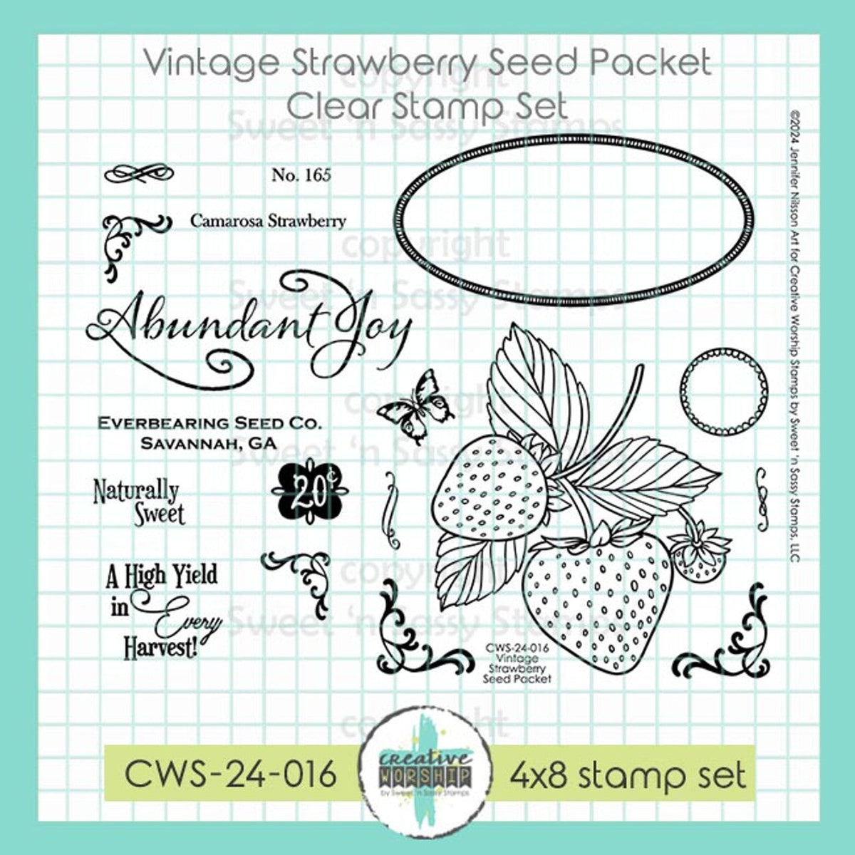 Sweet 'N Sassy Vintage Strawberry Seed Packet Clear Stamps cws-24-016