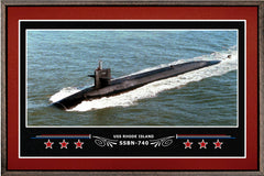 USS RHODE ISLAND SSBN 740 BOX FRAMED CANVAS ART BURGUNDY