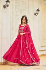 Presenting Pink Color Sequence Work Gown