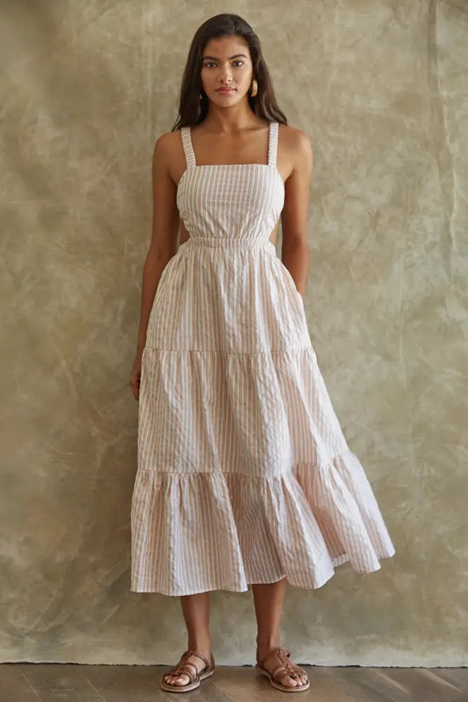 Dresses - Woven Cotton Sleeveless Open Back Maxi Dress - Girl Intuitive - By Together -