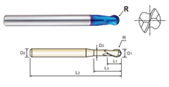 G8A38120 12 x 12 x 12 x 110 2 FLUTE SE STUB CUT BALL NOSE EXTENDED NECK X-5070 POWER CARBIDE END MILL