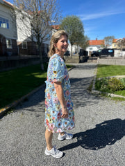 Yasflowering Short Sleeve Dress New Show Halogen Blue Flowers