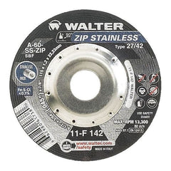 Walter Depressed Center Cut-Off Wheel, Type 27, 0.0625 In Thick, Aluminum Oxide