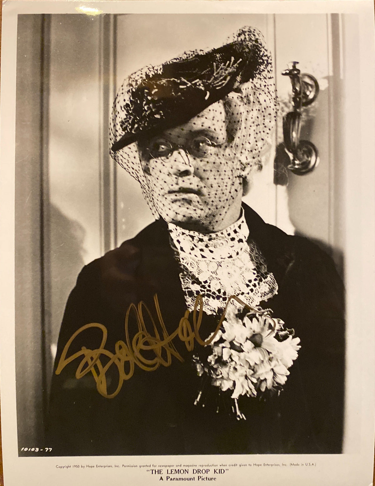 Bob Hope signed "The Lemon Drop Kid" movie photo