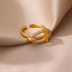 Oval Stone Open Ring