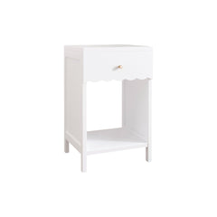 Nightstand With Drawer And Open Shelf, Scalloped Edge Bedside Table Home Essentials