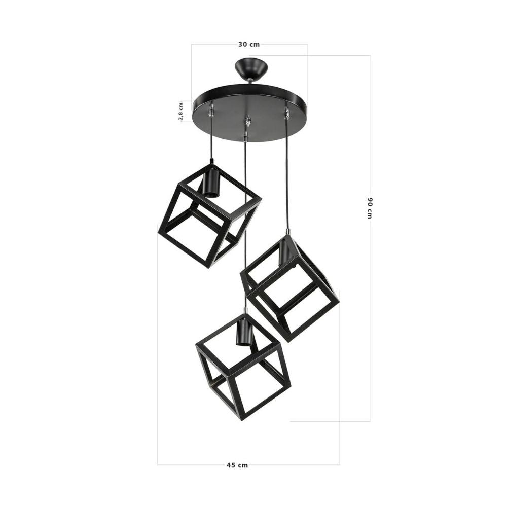 Lampe de suspension Agatha MDL3790 3 cubes noirs