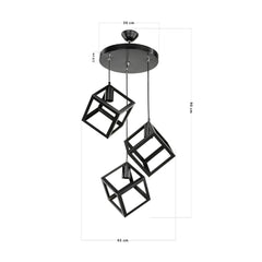 Lampe de suspension Agatha MDL3790 3 cubes noirs