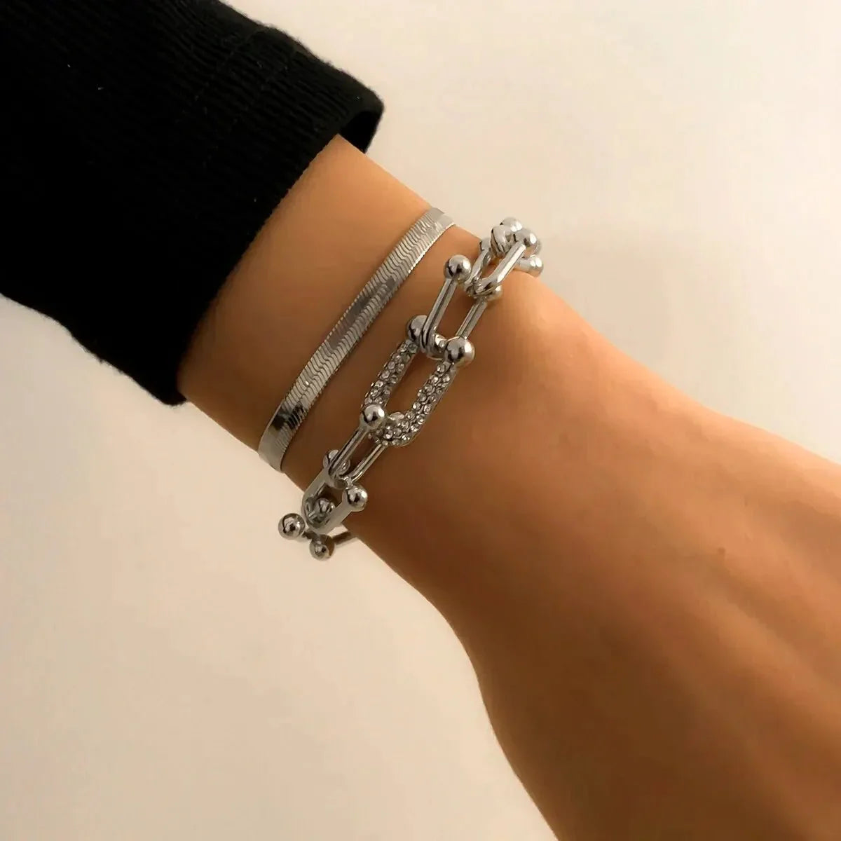 2pc Mixed Chain Bracelet Set