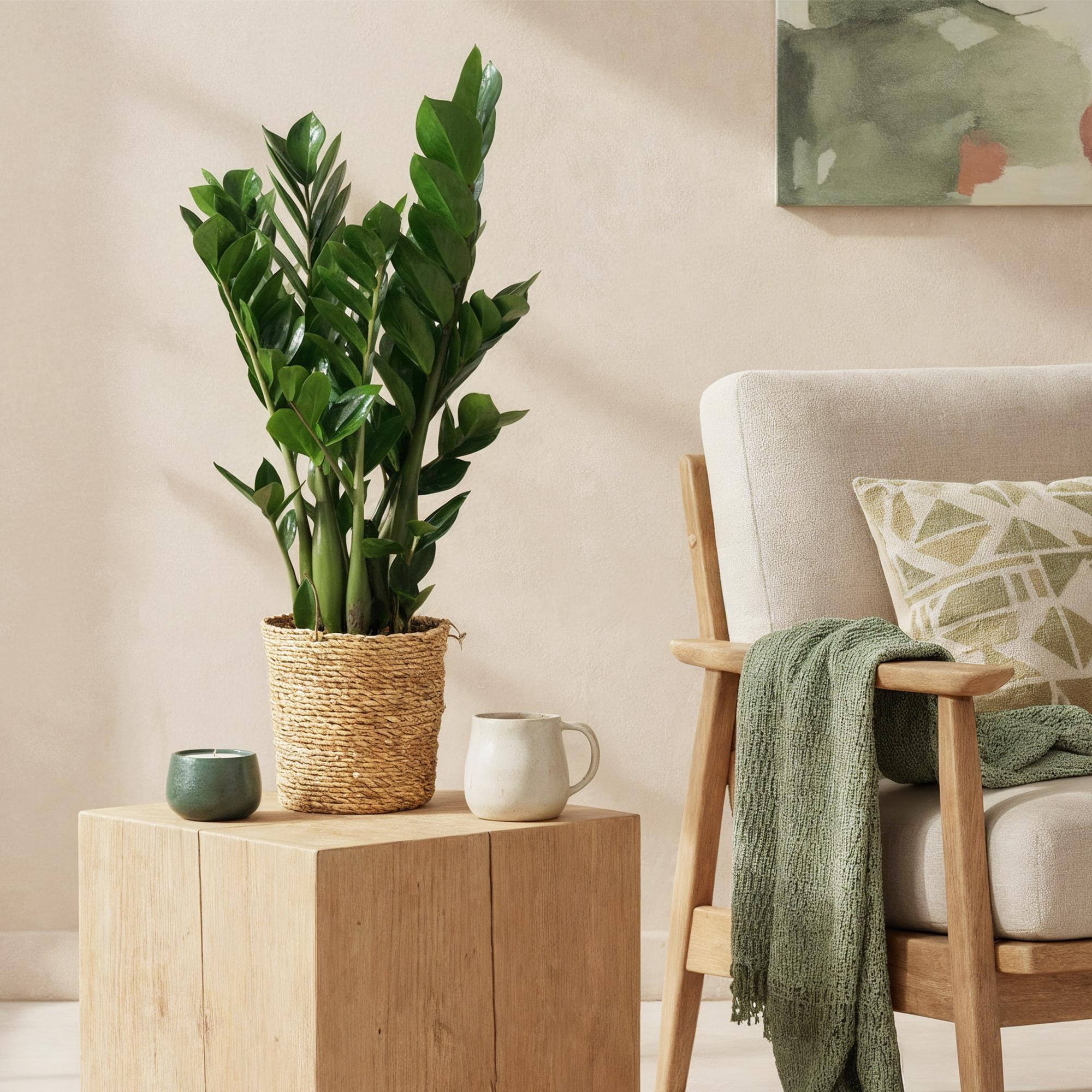 Livraison plante Zamioculcas et panier H70 cm
