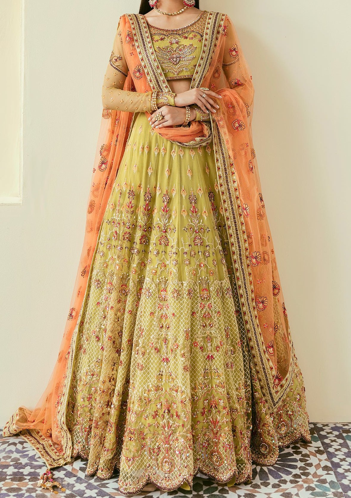 Akbar Aslam Makira Pakistani Net Lehenga Choli - db25056