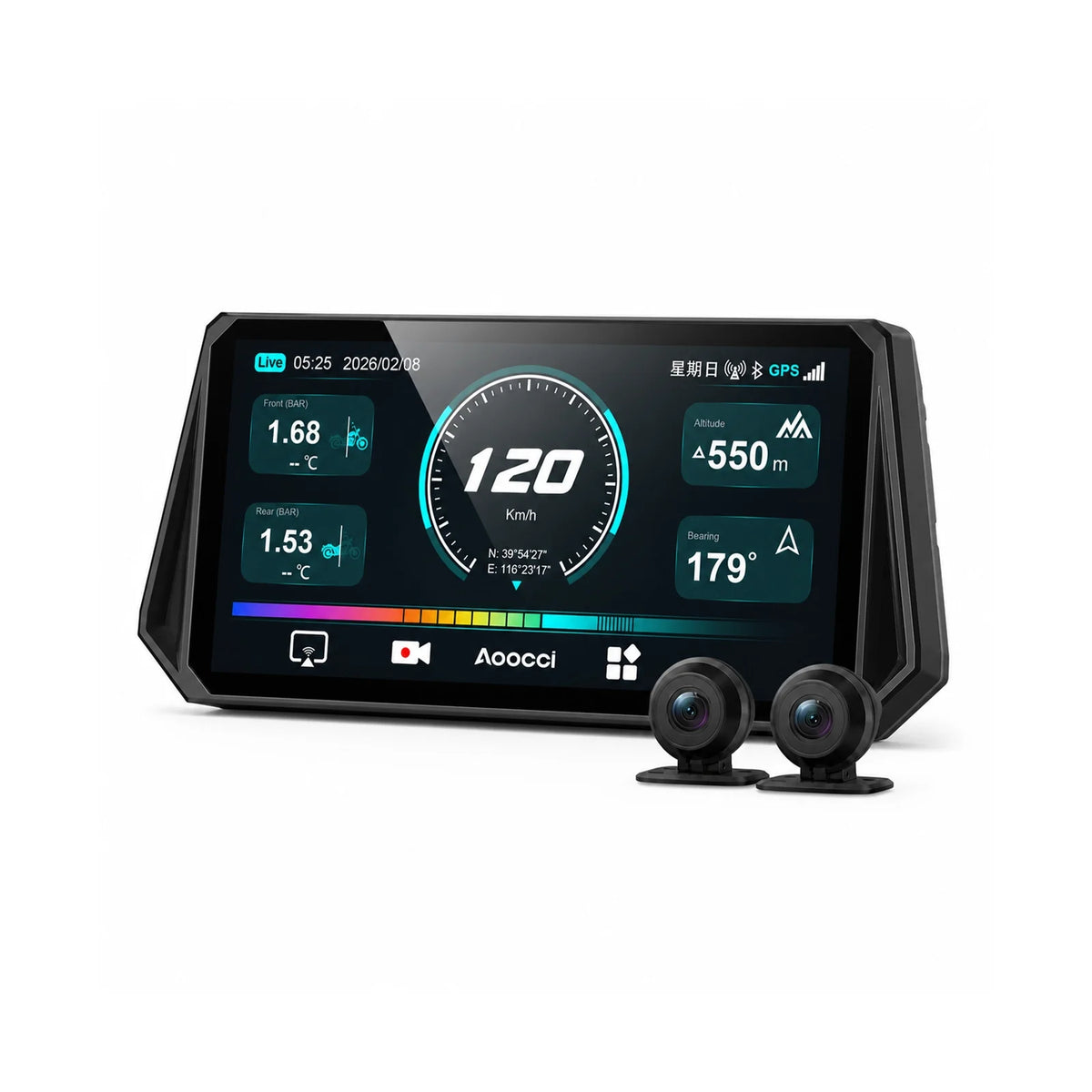 D6A 6.1" Ultra-Wide Smart Display with AI BSD & TPMS | 2K Dual Dash Cam