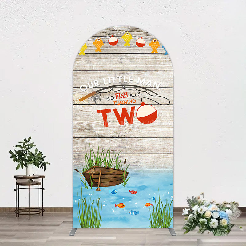 Aperturee - Aperturee Lake O Fish Ally Wooden 2nd Birthday Arch Backdrop