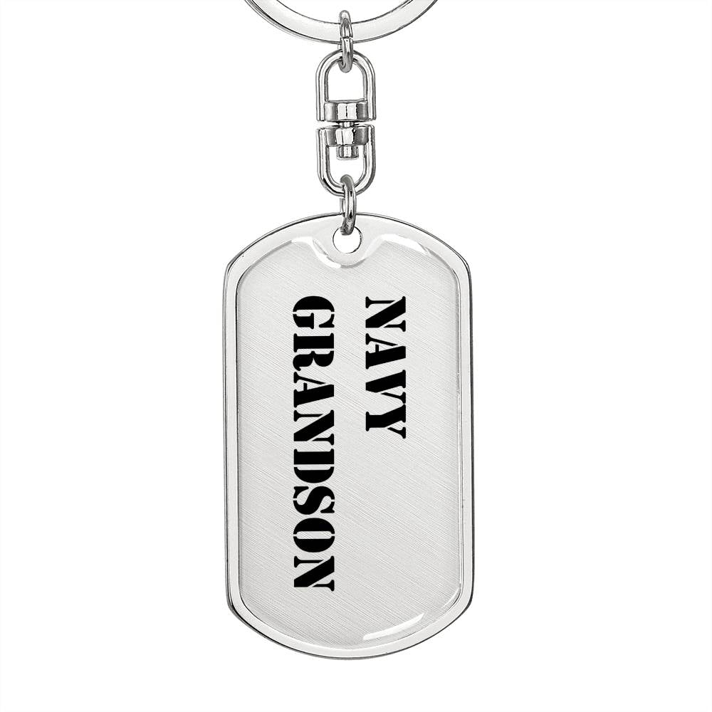 Navy Grandson - Luxury Dog Tag Keychain