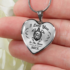 Love You To The Moon And Back For Tortoise Lover Heart Pendant Necklace