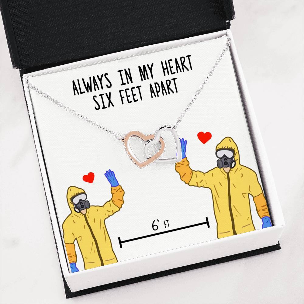 Always In My Heart Six Feet Apart Interlocking Heart Necklace