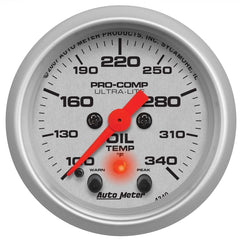 AUTOMETER 2-1/16", Full Sweep Electric, Peak Memory and Warning, 100-340°F Ultra-Lite Series Oil Temperature Gauge AU4340 Autofit