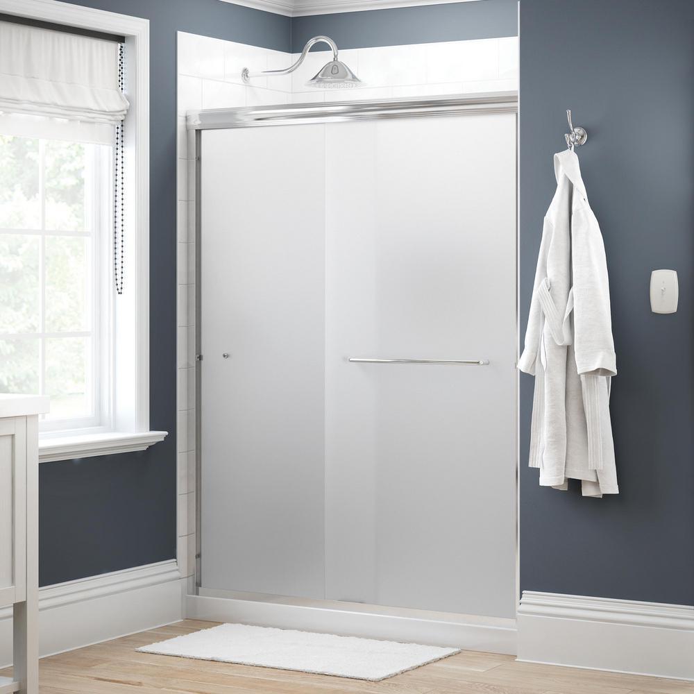 Simplicity 60 in. x 70 in. Semi-Frameless Traditional Sliding Shower Door in Bronze with Rain Glass - Super Arbor