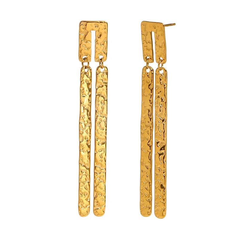 18K Vintage Textured Drop Earrings