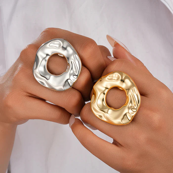 2pc Wavy Circle Ring Set