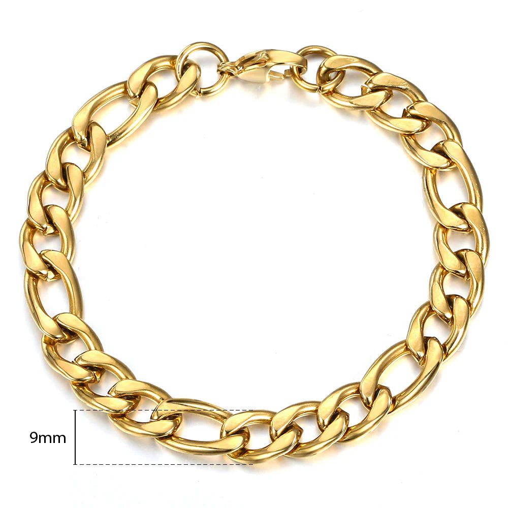 14K Gold Plated Figaro Chain Bracelet