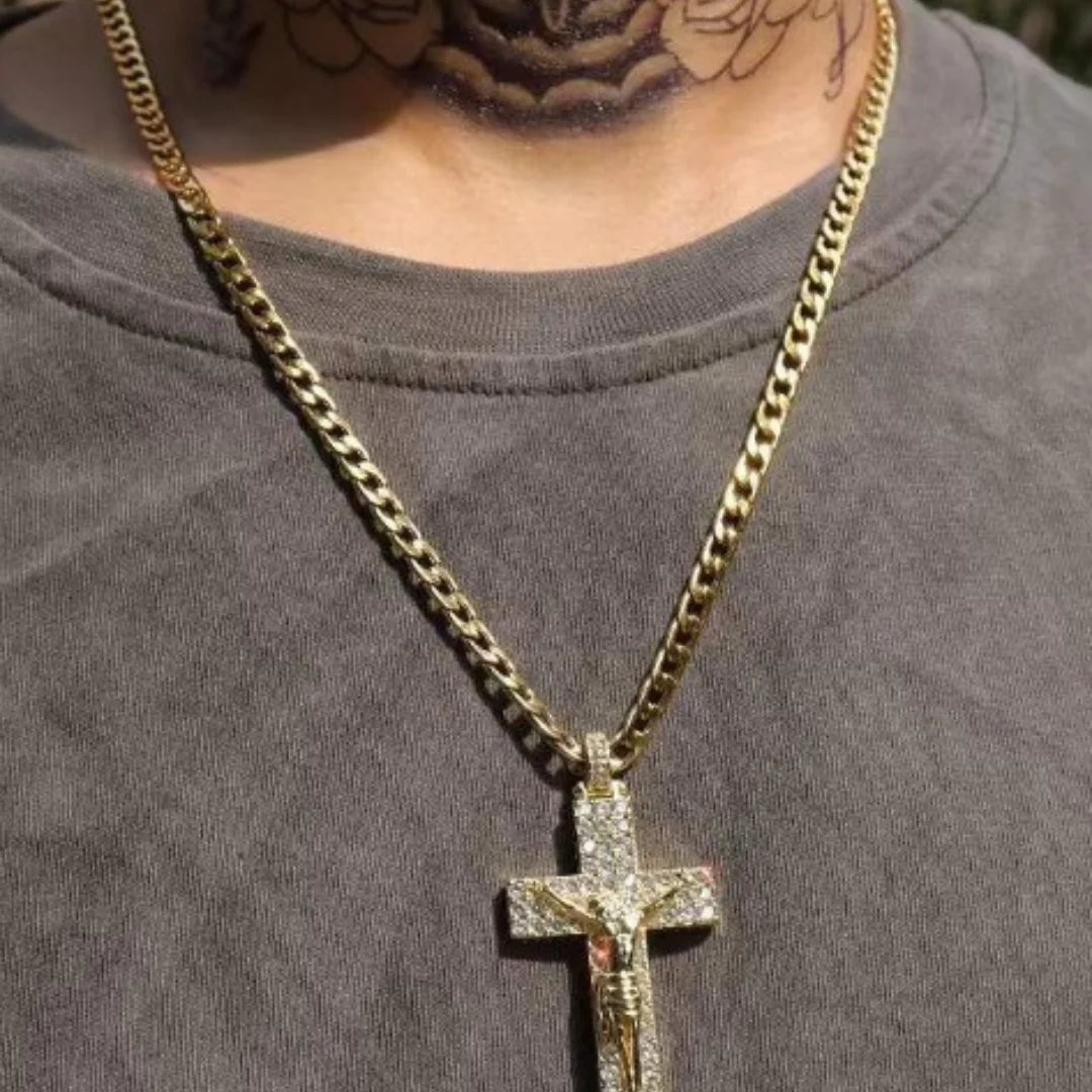 14K Gold Plated Jesus Christ Crucifix Necklace