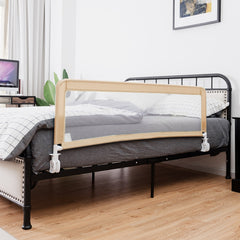 Barrière de lit bébé hauteur ajustable avec tissu en maille durable ceinture de fixation beige 20_0000222
