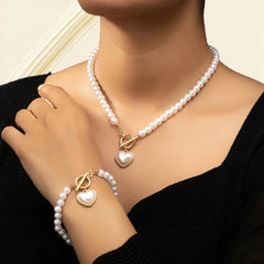 Beaded Toggle Heart Jewelry Set