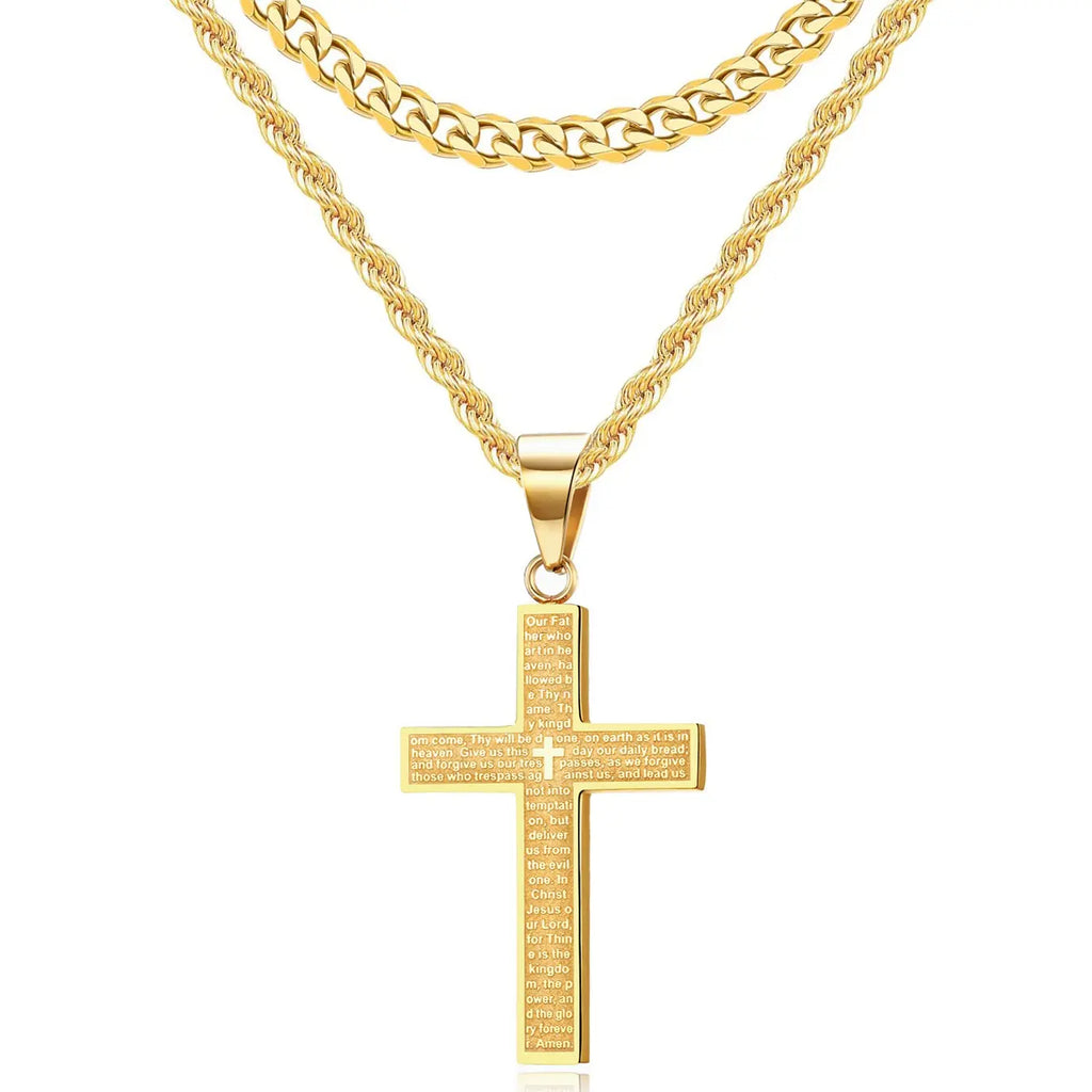 2pc Jesus Cross Necklace Set