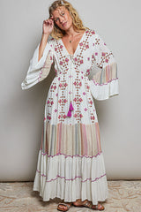 POL Wisteria Long Sleeve Ivory Dress showing elegant fabric and flowing silhouette perfect for formal occasions