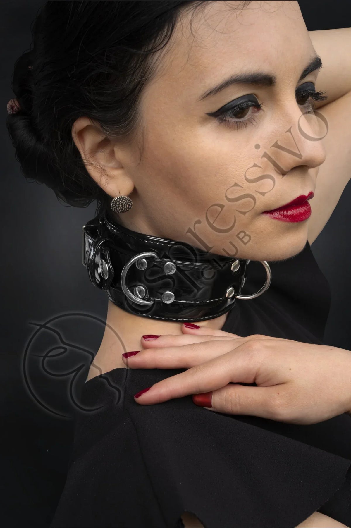 Black PVC BDSM collar