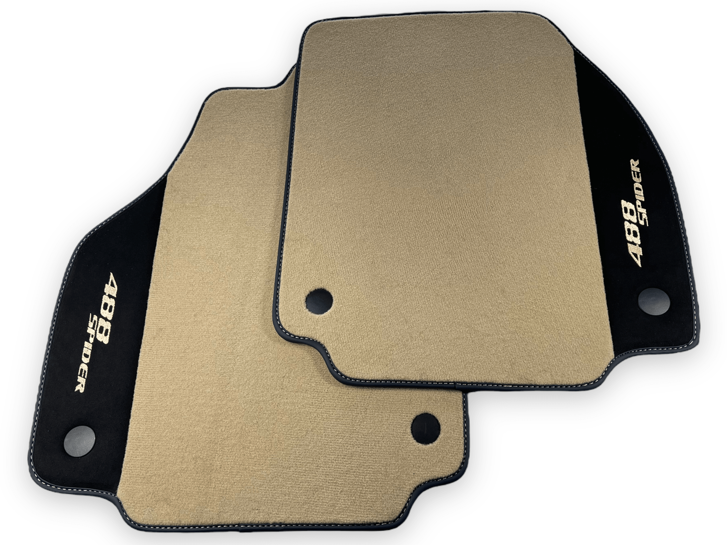 Beige Floor Mats For Ferrari 488 Spider 2015-2022 With Alcantara Leather - Scuderia