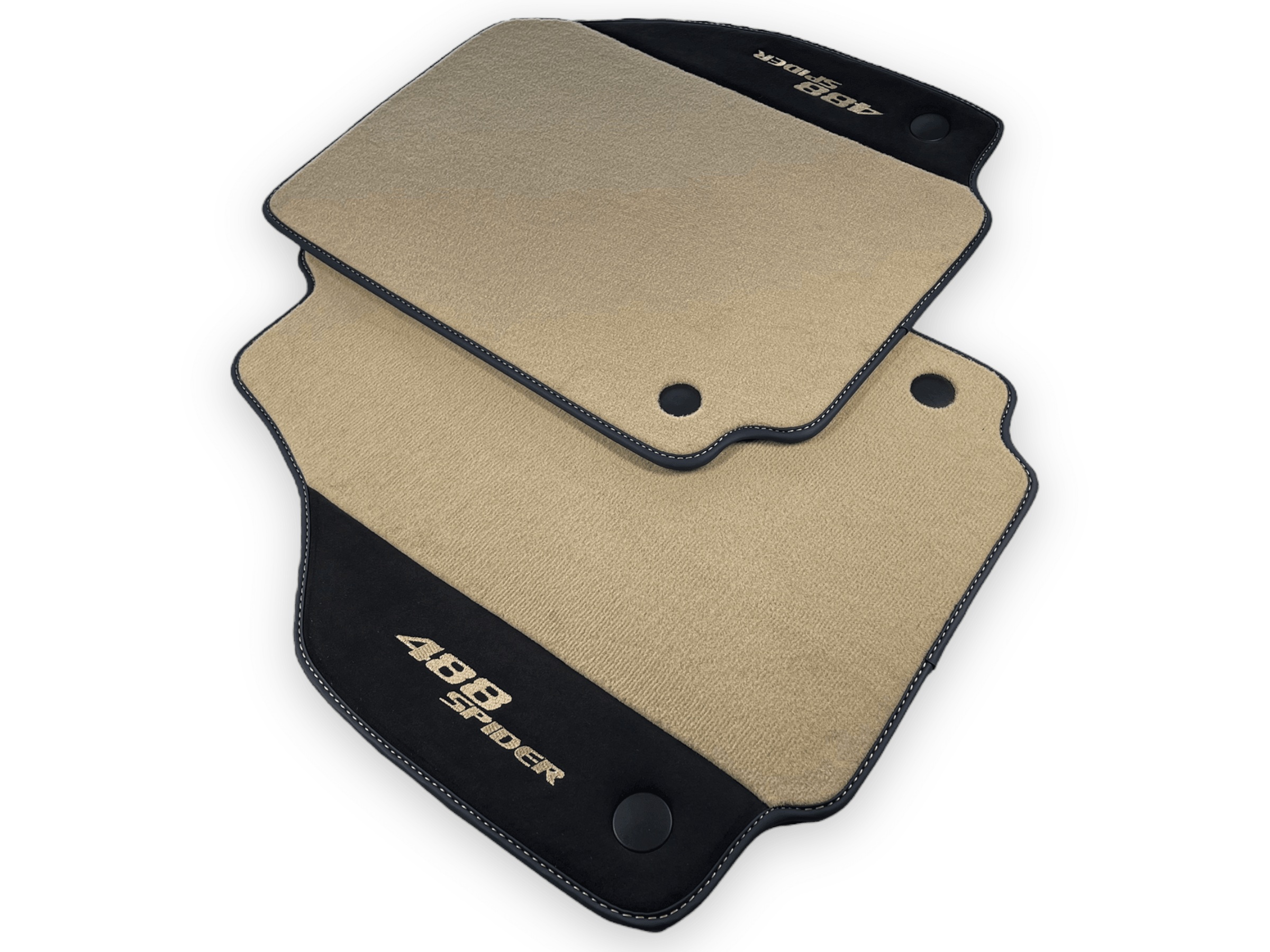 Beige Floor Mats For Ferrari 488 Spider 2015-2022 With Alcantara Leather - Scuderia