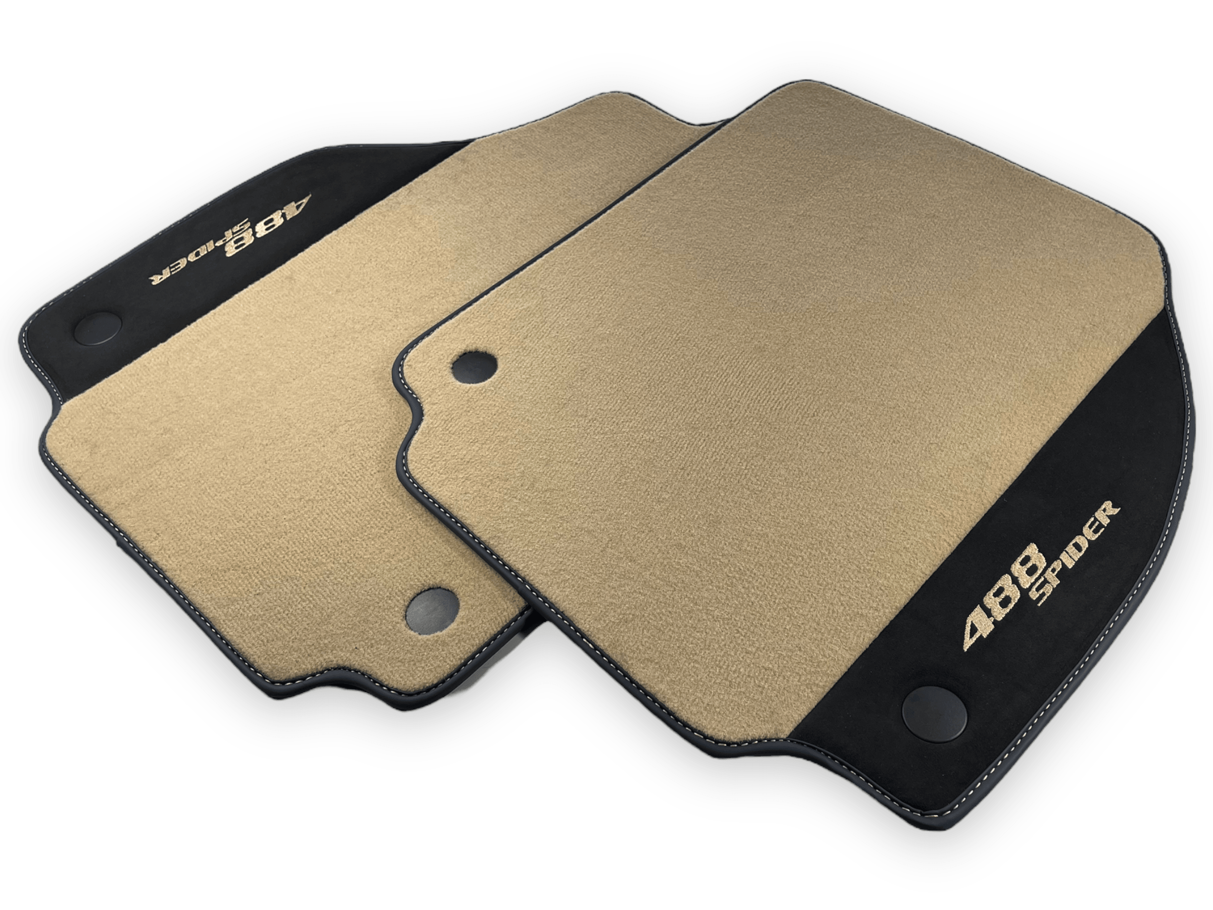 Beige Floor Mats For Ferrari 488 Spider 2015-2022 With Alcantara Leather - Scuderia