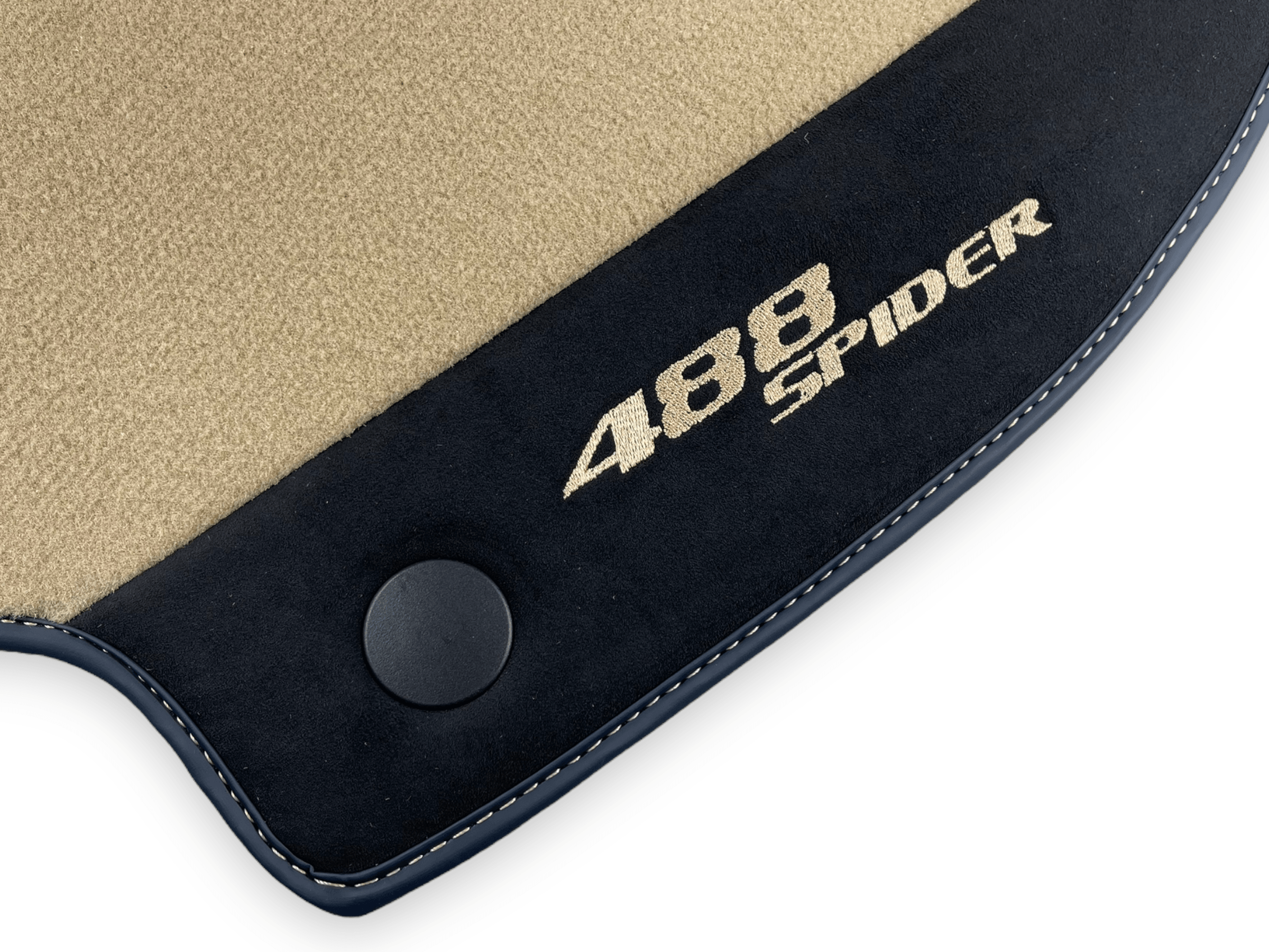 Beige Floor Mats For Ferrari 488 Spider 2015-2022 With Alcantara Leather - Scuderia
