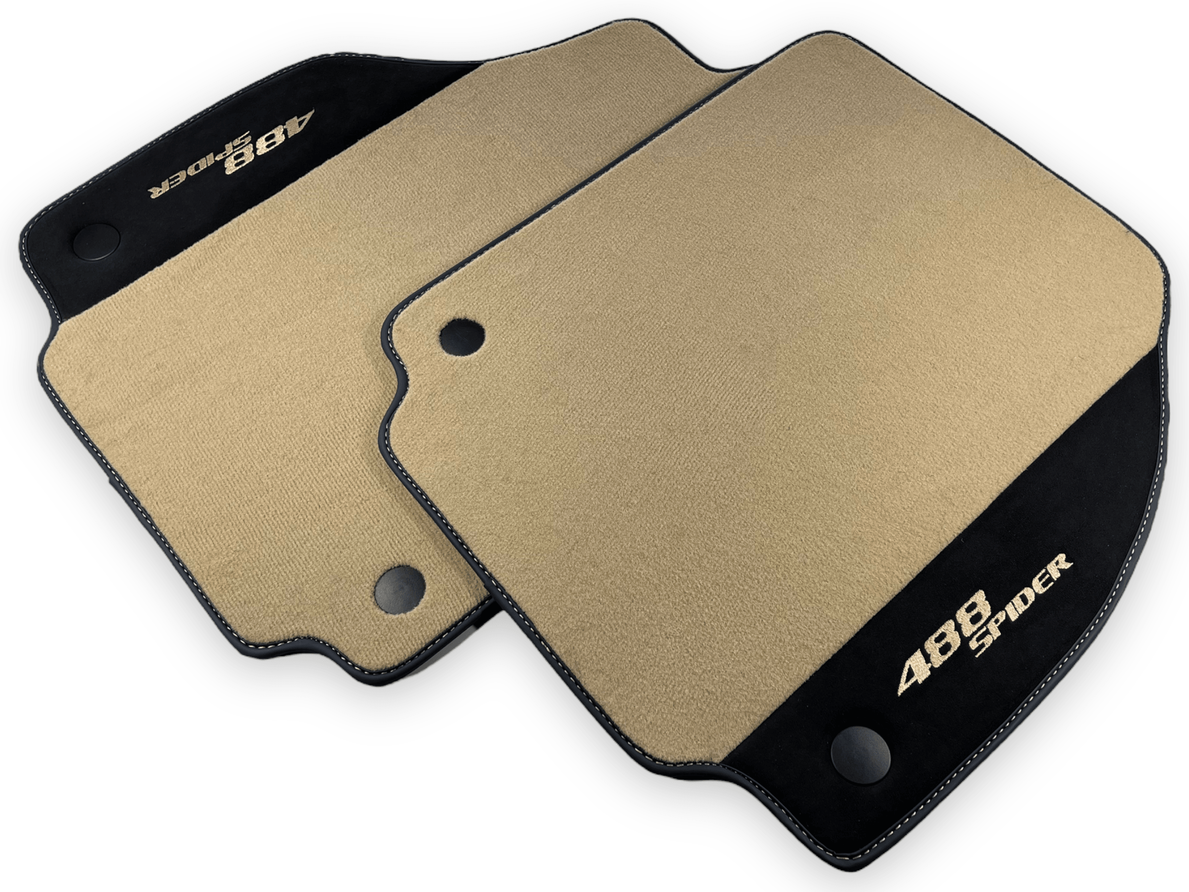 Beige Floor Mats For Ferrari 488 Spider 2015-2022 With Alcantara Leather - Scuderia