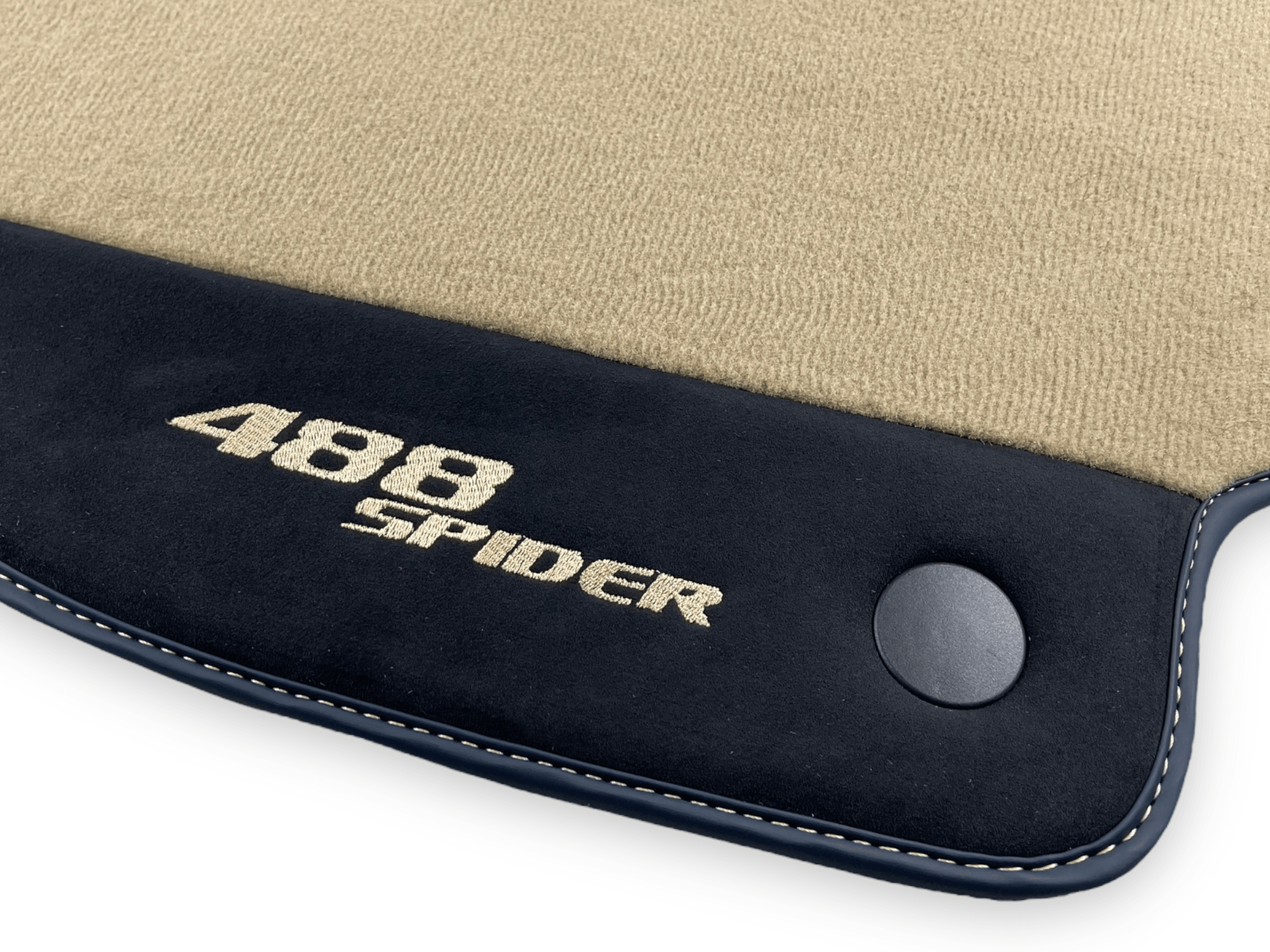 Beige Floor Mats For Ferrari 488 Spider 2015-2022 With Alcantara Leather - Scuderia