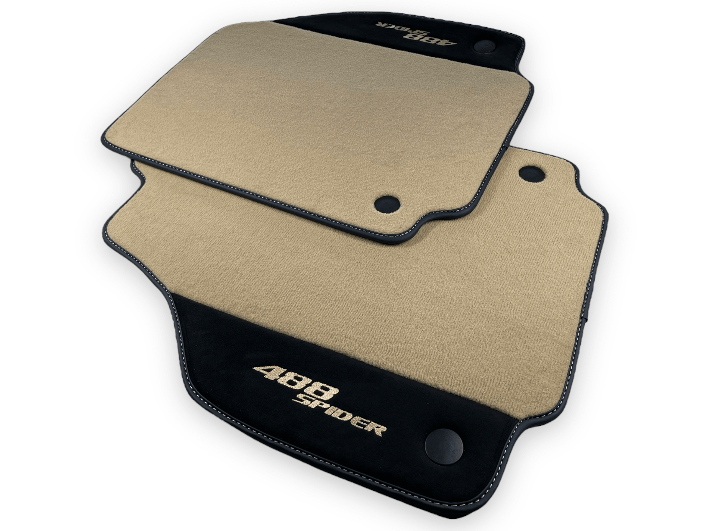 Beige Floor Mats For Ferrari 488 Spider 2015-2022 With Alcantara Leather - Scuderia