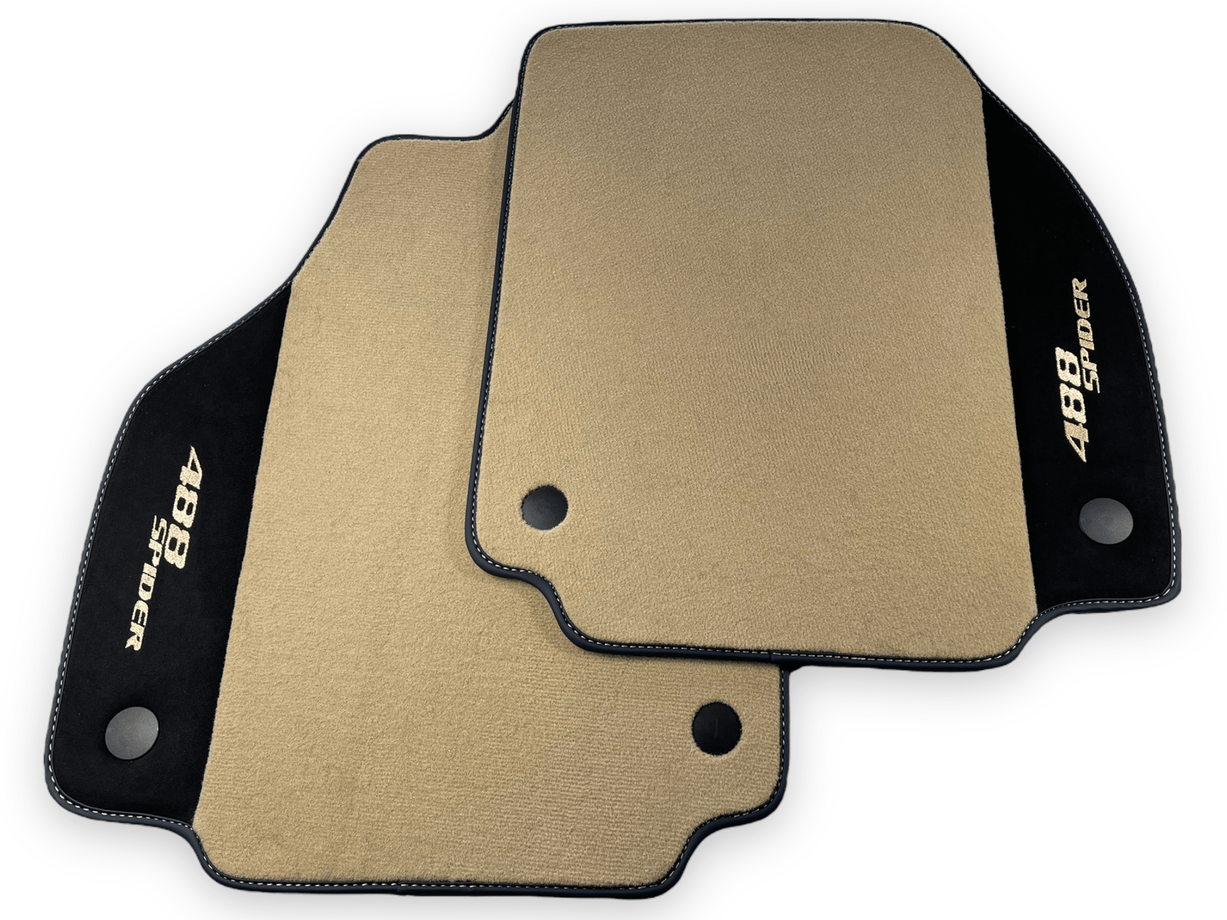 Beige Floor Mats For Ferrari 488 Spider 2015-2022 With Alcantara Leather - Scuderia