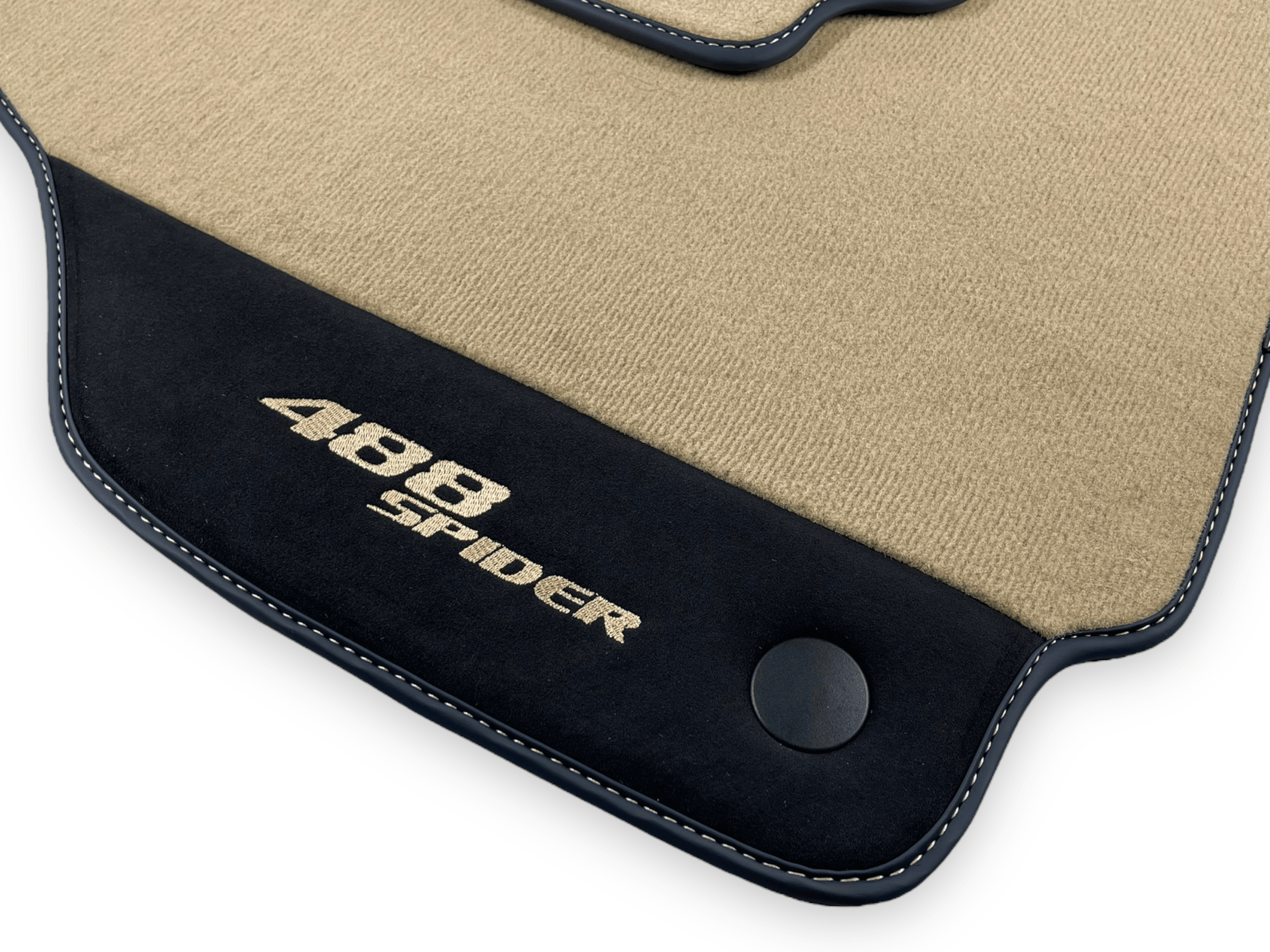 Beige Floor Mats For Ferrari 488 Spider 2015-2022 With Alcantara Leather - Scuderia