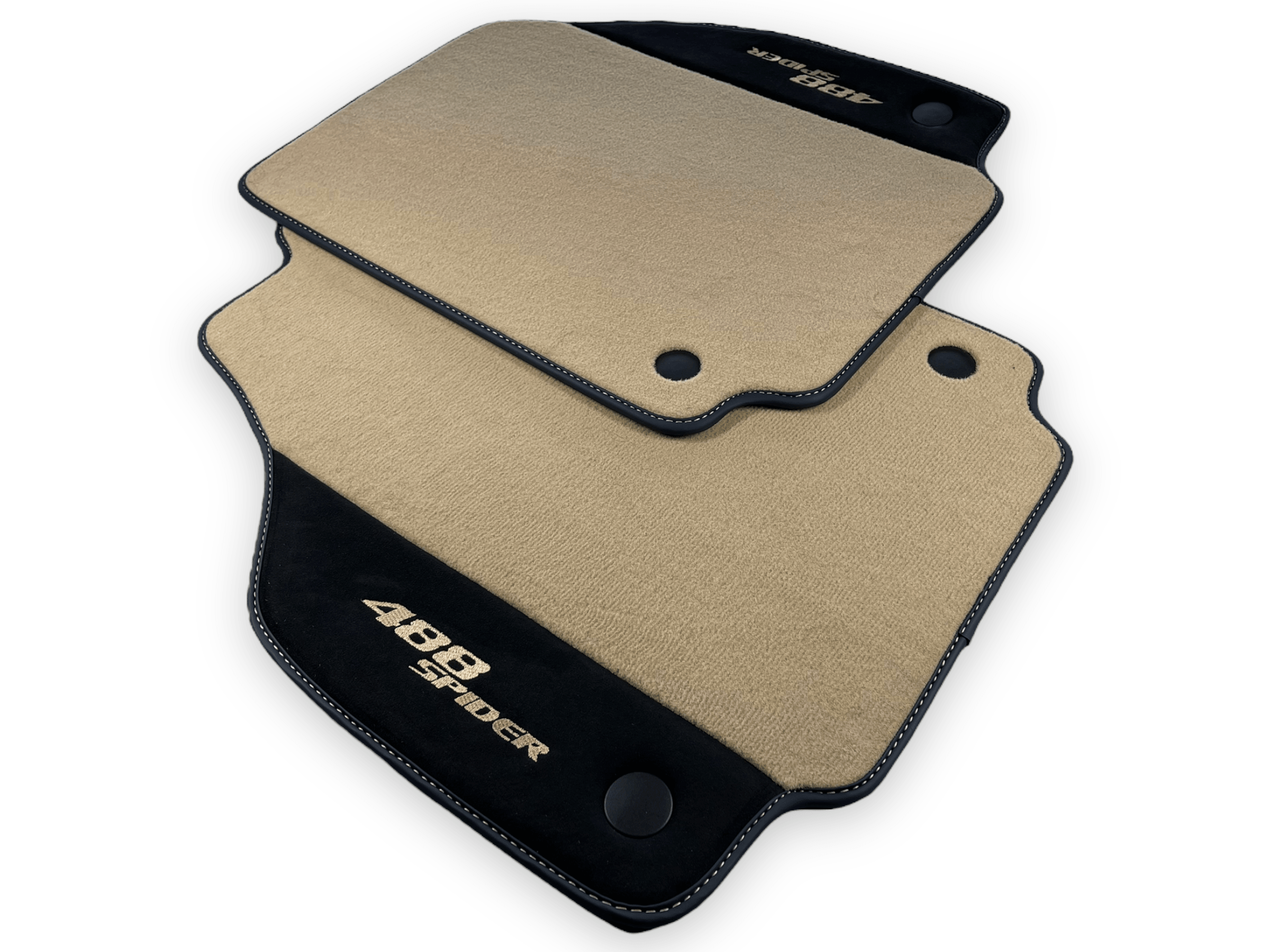 Beige Floor Mats For Ferrari 488 Spider 2015-2022 With Alcantara Leather - Scuderia
