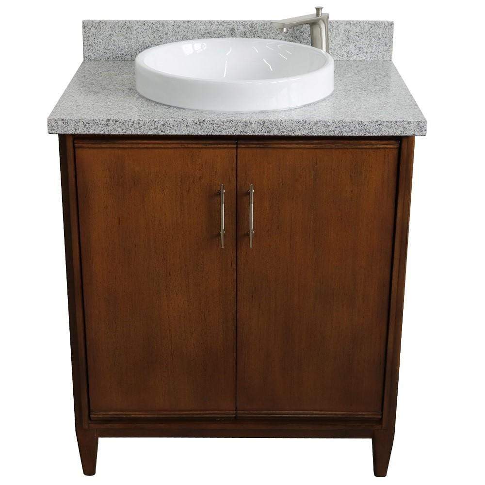 Bellaterra Home Vanity BellaTerra Home 31" Single sink vanity in Walnut finish with Gray granite with round sink 400901-31-WA-GYRD
