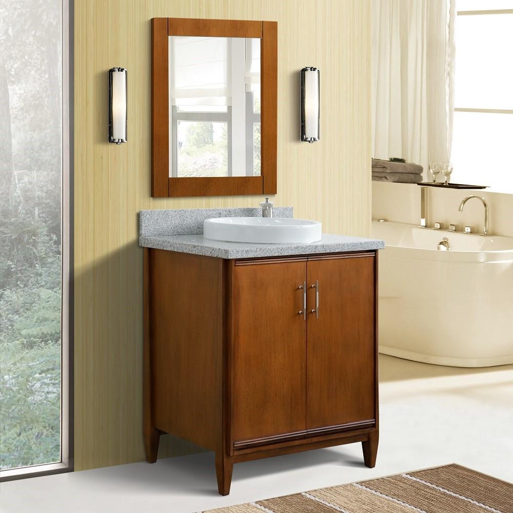 Bellaterra Home Vanity BellaTerra Home 31" Single sink vanity in Walnut finish with Gray granite with round sink 400901-31-WA-GYRD