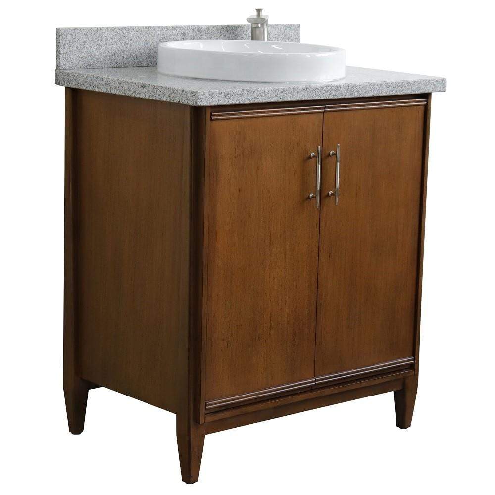 Bellaterra Home Vanity BellaTerra Home 31" Single sink vanity in Walnut finish with Gray granite with round sink 400901-31-WA-GYRD