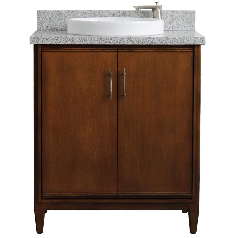 Bellaterra Home Vanity BellaTerra Home 31" Single sink vanity in Walnut finish with Gray granite with round sink 400901-31-WA-GYRD