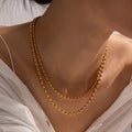 18K Gold Plated Layered Beaded Necklace